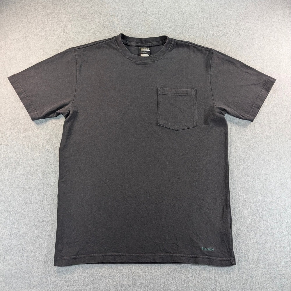 Filson Pioneer Pocket T-Shirt Medium Black Mens Cotton Made in USA Short Sleeve